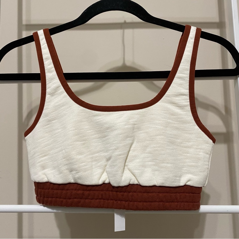 Madewell MWL Sweatshirt Bralette In Colorblock Dusty Redwood